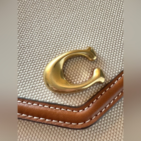 NWT Coach Essential Envelope Canvas Clutch Bag (Salt Canvas Burned Amber) - Picture 6 of 15